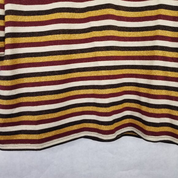 David Lerner Shimmer Stripe Top Women's XL V-Neck Puff 3/4 Sleeve Gold Red NEW - Picture 4 of 16